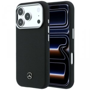 Etui Mercedes Leather Semi Wrap Grill    Pattern MagSafe do iPhone 17 Pro czarny