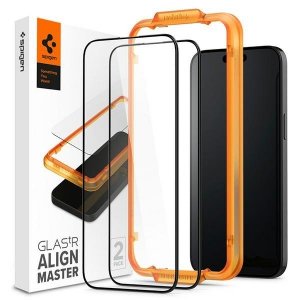 Spigen Alm Glass FC iPhone 15 Pro Max 6.7 2 szt. szkło hartowane czarna ramka AGL06875