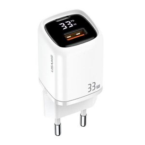 USAMS Ład. siec. 1xUSB-C+1xUSB T46 33W (only head) PD3.0 +QC3.0 Fast Charging biały/white CC152TC02 (US-CC152)