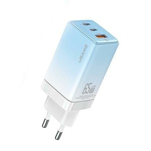 USAMS Ład. siec. 2xUSB-C+1xUSB 65W (only head) GaN PD3.0 +QC3.0 Fast Charging niebieski/gradient blue Sandru Series CC180TC04 (U