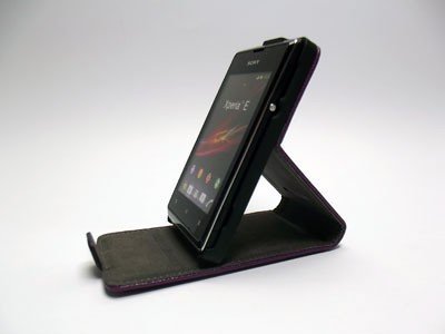 SLIGO LEATHER STAND ETUI FUTERAŁ SONY XPERIA E (fioletowe)