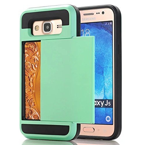 Dual Rugged Case Card Slide - Pancerne etui - Samsung Galaxy J7 2016 J710 (miętowy) + szkło hartowane