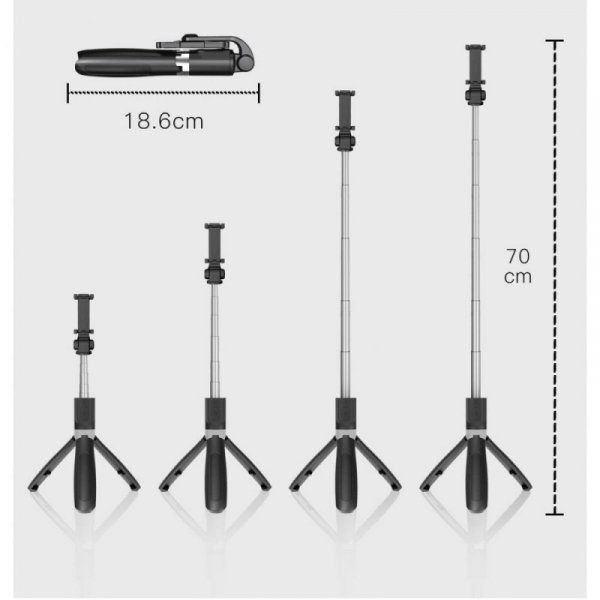 TECH-PROTECT L01S BLUETOOTH SELFIE STICK TRIPOD BLACK