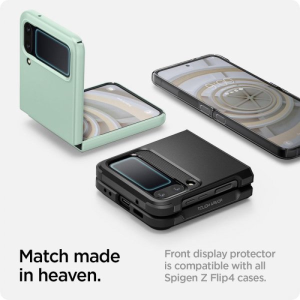 SZKŁO HARTOWANE SPIGEN GLASS FC ”EZ FIT” + HINGE FILM 2-PACK GALAXY Z FLIP 4 BLACK