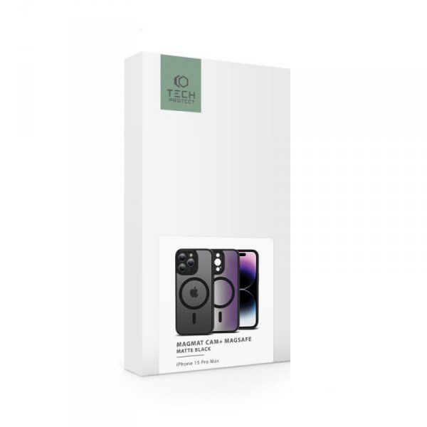 ETUI PLECKI CASE NAKŁADKA TECH-PROTECT  MAGMAT CAM+ MAGSAFE IPHONE 15 PRO MAX MATTE BLACK