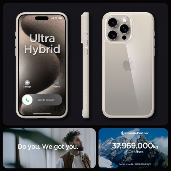 ETUI SPIGEN  ULTRA HYBRID IPHONE 15 PRO NATURAL TITANIUM