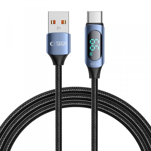 TECH-PROTECT ULTRABOOST LED TYPE-C KABEL  66W/6A 200CM BLUE