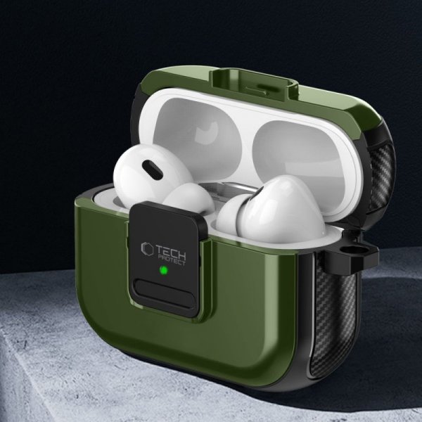 TECH-PROTECT DEFENDER HOOK MAGSAFE APPLE AIRPODS PRO 1 / 2 OLIVE GREEN