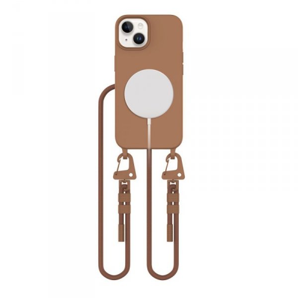 ETUI TECH-PROTECT  MAGNECKLACE MAGSAFE IPHONE 14 CHOCOLATE BROWN