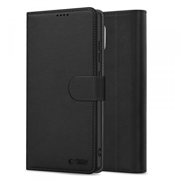 OTWIERANE KSIĄŻKOWE ETUI FUTERAŁ TECH-PROTECT  WALLET SAMSUNG GALAXY S25 BLACK