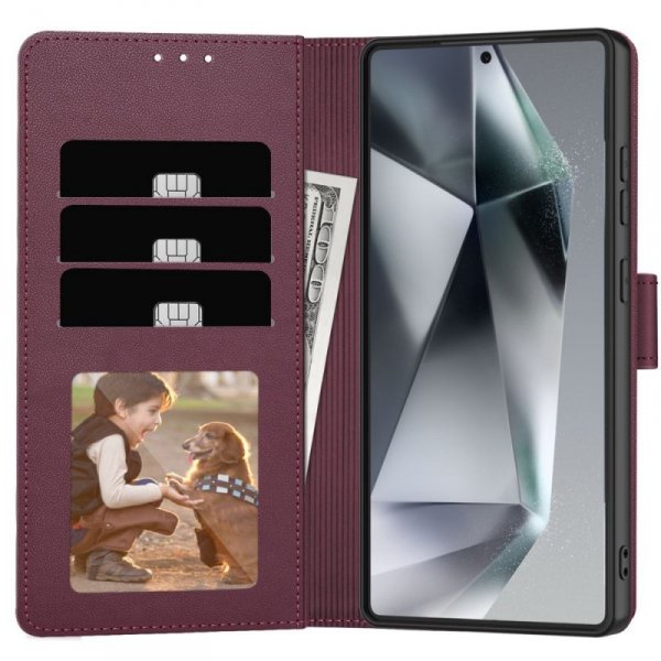 OTWIERANE KSIĄŻKOWE ETUI FUTERAŁ TECH-PROTECT  WALLET SAMSUNG GALAXY S25 MULBERRY