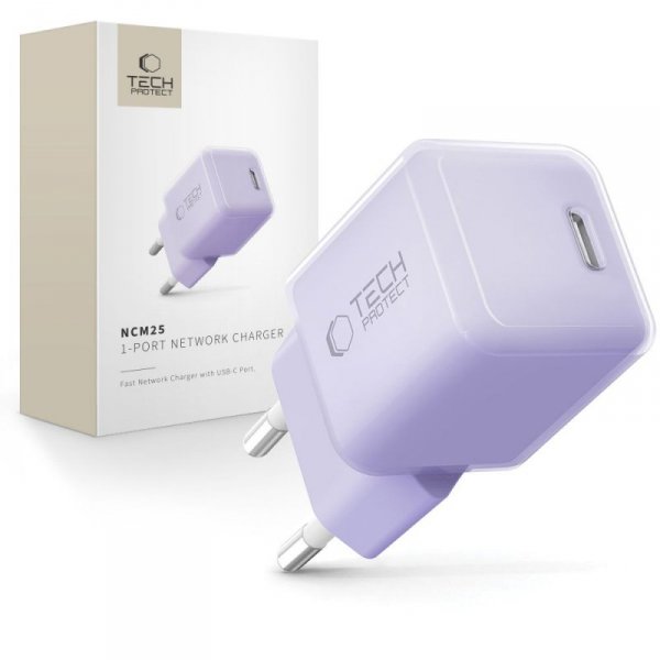 TECH-PROTECT NCM25 1-PORT NETWORK CHARGER PD 25W BABY PURPLE