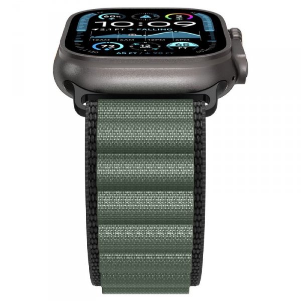 Spigen WBF1 Pasek tkaninowy / opaska materiałowa Apple Watch Ultra 49 mm | Series 11/10 46 mm | 9/8/7/SE 45/44 mm – Czarno-zielony