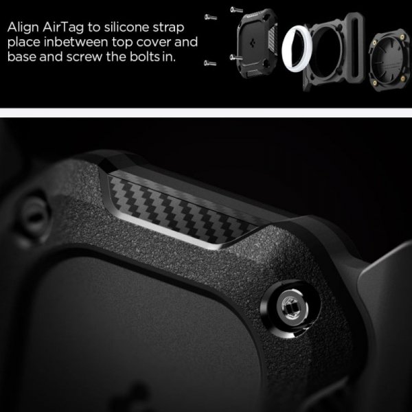 Pancerne Etui Spigen Tough Armor do Apple AirTag 1 / 2 – Na Obrożę (For Pet Collar) – Black