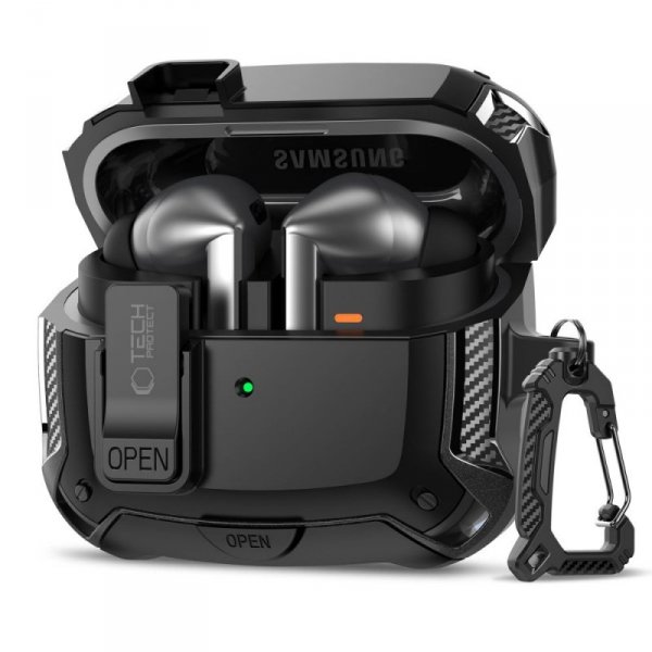 Pancerne Case MagSafe do Samsung Galaxy Buds 3 / 3 Pro / 3 FE Tech-Protect Carbon Black (Czarny)