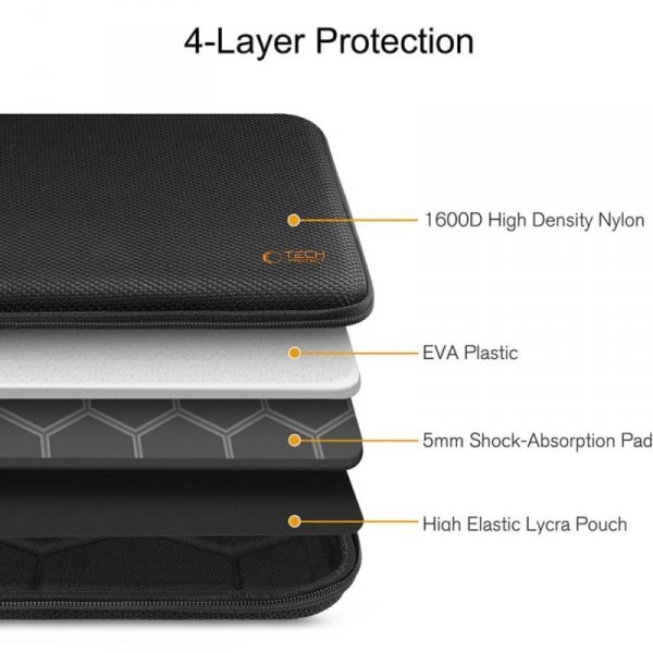 Sztywne Etui Tech-Protect HardPouch do Laptopa 15-16 Cali Black/Orange