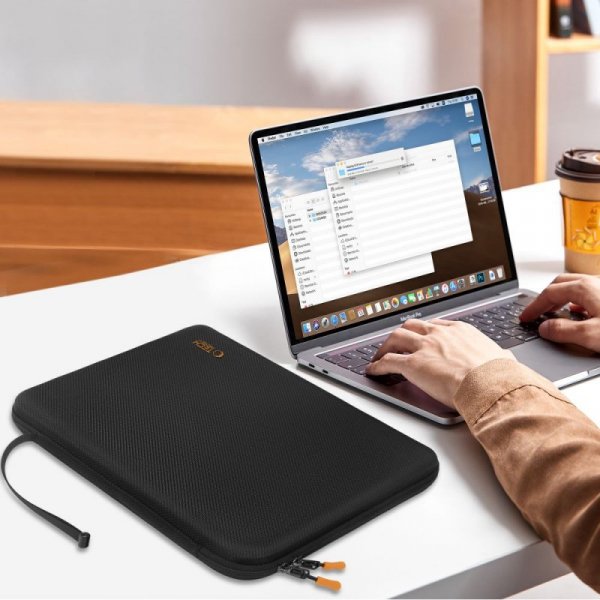 Sztywne Etui Tech-Protect HardPouch do Laptopa 15-16 Cali Black/Orange
