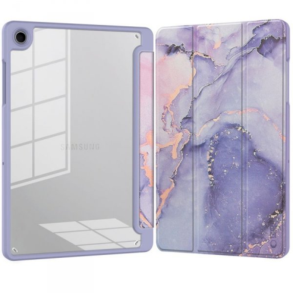 Etui z Miejscem na Rysik do Samsung Galaxy Tab A9 8.7 - Tech-Protect SC Pen Hybrid - Fioletowy Marmur