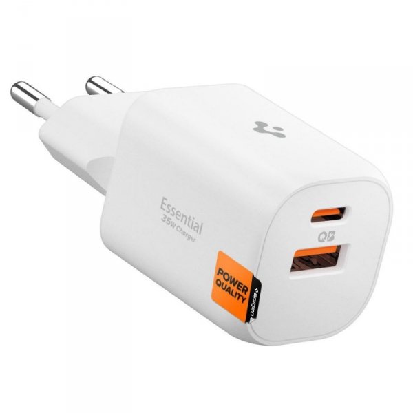 Ładowarka Sieciowa Spigen 35W 2-Porty USB-C + ASB-A Biała