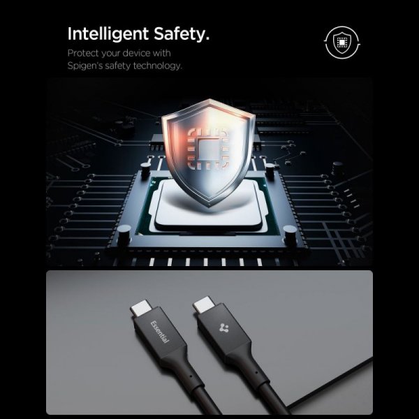 Kabel USB-C do USB-C Spigen 100W 2m Szybkie Ładowanie – Czarny