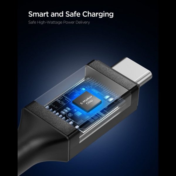 Kabel USB-C do USB-C Spigen 100W 1m Szybkie Ładowanie – Czarny