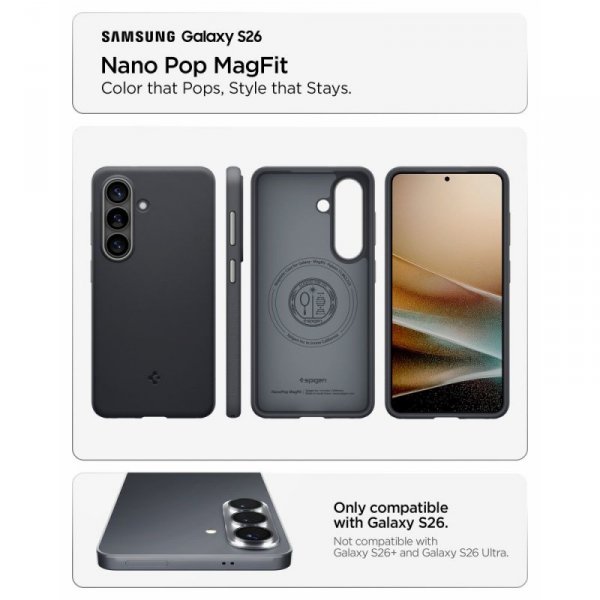 Etui Spigen Nano Pop Mag MagSafe do Samsung Galaxy S26 Black Sesame (Czarny Sezam)