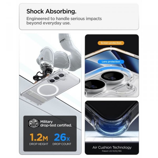 Etui Spigen Ultra Hybrid "S" Mag MagSafe do Samsung Galaxy S26 Clear/White