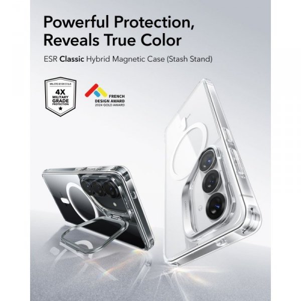 Etui MagSafe ESR Classic Hybrid do Samsung Galaxy S26 Case z podstawką Nóżka Clear