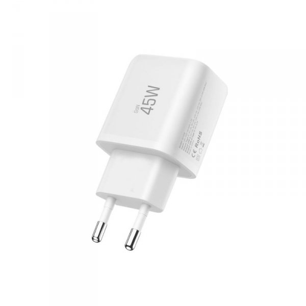 Ładowarka Sieciowa Tech-Protect NCA45W-GaN 2-Port PD 45W QC3.0+ Kabel USB-C White