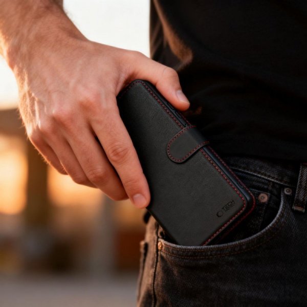Etui z klapką Samsung Galaxy S26 Ultra Portfel Skórzane Czarno-Czerwone