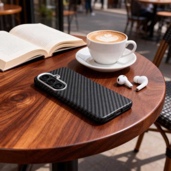 Etui Karbonowe MagSafe do Galaxy S26 Carbon Case Czarno-Srebrne