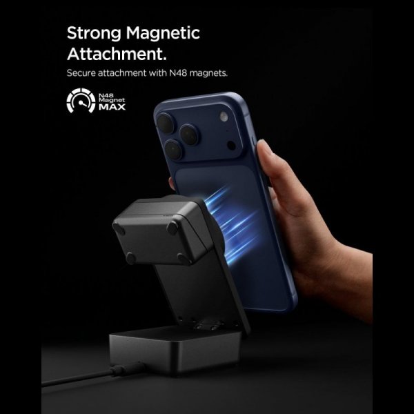 Ładowarka Indukcyjna Spigen 3w1 MagSafe 25W Qi2 do iPhone/Watch/AirPods – Czarna