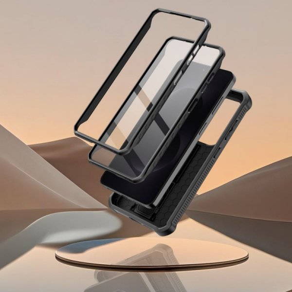 Etui 360 do Samsung Galaxy S26 Kevlar Cam+ Pancerne + Folia na Ekran Czarny Mat