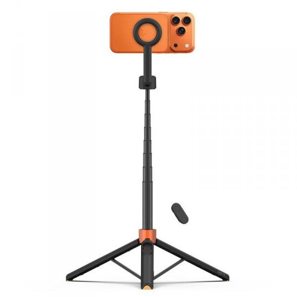 Selfie Stick Statyw Tripod MagSafe do iPhone – Tech-Protect L10S Bluetooth – Czarno-Pomarańczowy