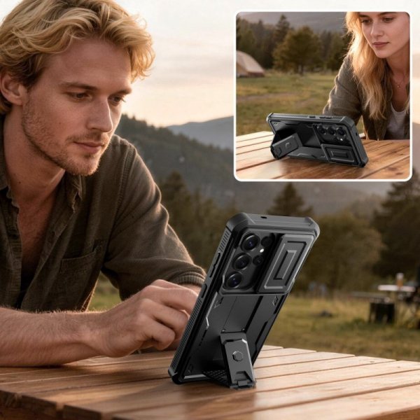 Etui Pancerne + Szkło Tech-Protect Kevlar Cam+ do Samsung Galaxy S26 Ultra - Black