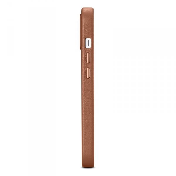 iCarer Case Leather pokrowiec etui z naturalnej skóry do iPhone 14 brązowy (WMI14220705-BN) (kompatybilne z MagSafe)