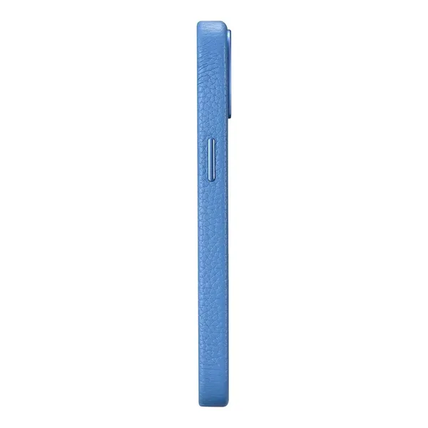 iCarer Litchi Premium Leather Case skórzane etui iPhone 14 magnetyczne z MagSafe jasnoniebieski (WMI14220709-LB)