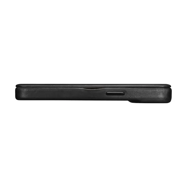 iCarer CE Oil Wax Premium Leather Folio Case skórzane etui iPhone 14 z klapką magnetyczne MagSafe czarny (AKI14220705-BK)