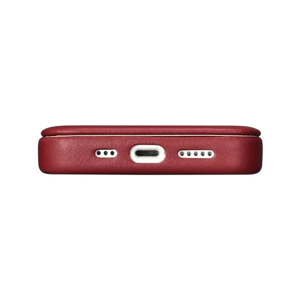 iCarer CE Premium Leather Folio Case skórzane etui iPhone 14 Pro Max z klapką magnetyczne MagSafe czerwony (WMI14220716-RD)