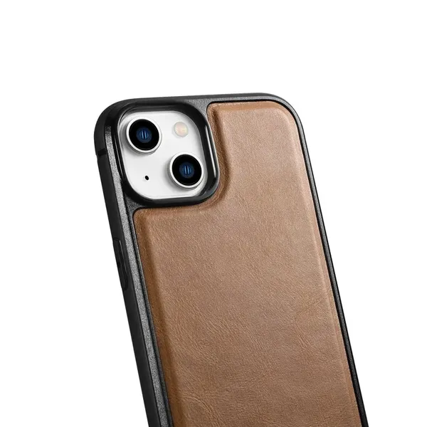 iCarer Leather Oil Wax etui pokryte naturalną skórą do iPhone 14 brązowy (WMI14220717-TN)