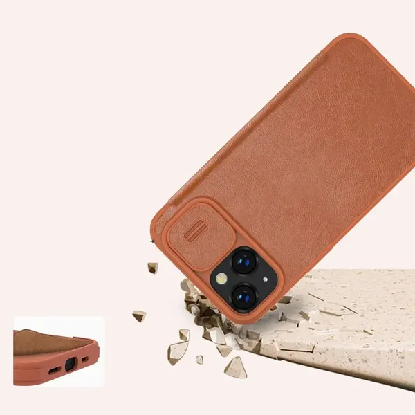 Nillkin Qin Leather Pro Case etui iPhone 14 Plus osłona na aparat kabura pokrowiec obudowa z klapką czarny