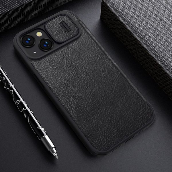 Nillkin Qin Leather Pro Case etui iPhone 14 Plus osłona na aparat kabura pokrowiec obudowa z klapką czarny