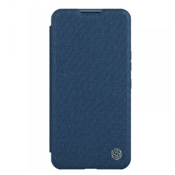 Nillkin Qin Cloth Pro Case etui do iPhone 14 osłona na aparat kabura pokrowiec obudowa z klapką niebieski