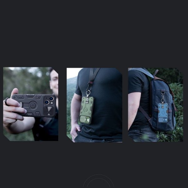 Nillkin CamShield Armor Pro Magnetic Case etui iPhone 14 MagSafe pancerny pokrowiec podstawka ring czarny