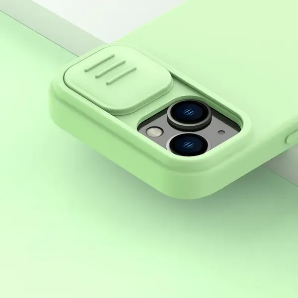 Nillkin CamShield Magnetic Silicone Case etui iPhone 14 magnetyczny MagSafe pokrowiec z osłoną na aparat niebieski