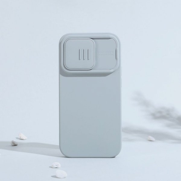 Nillkin CamShield Magnetic Silicone Case etui iPhone 14 Pro Max magnetyczny MagSafe pokrowiec z osłoną na aparat niebieski