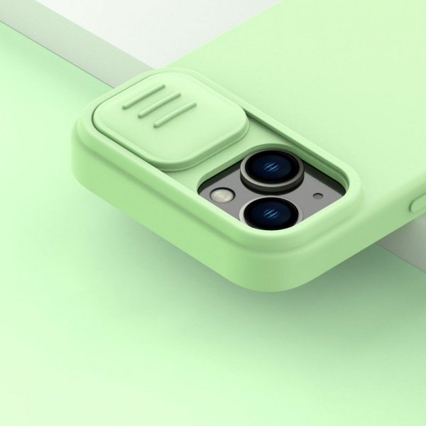 Nillkin CamShield Silky Silicone Case etui iPhone 14 pokrowiec z osłoną na aparat niebieski