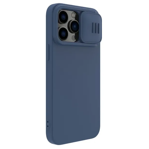 Nillkin CamShield Silky Silicone Case etui iPhone 14 Pro Max silikonowy pokrowiec z osłoną na aparat niebieskie