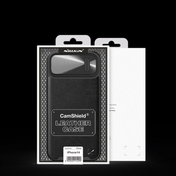 Nillkin CamShield Leather S Case etui iPhone 14 pokrowiec z osłoną na aparat czarny