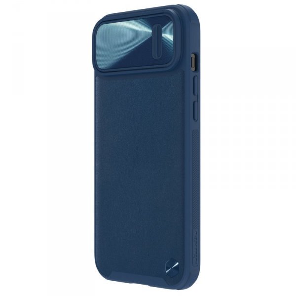 Nillkin CamShield Leather S Case etui iPhone 14 pokrowiec z osłoną na aparat niebieskie